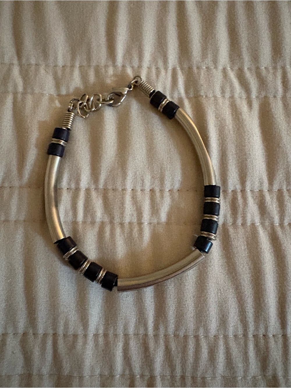 Unbranded Black and Silver Curved Tube Bracelet for Women